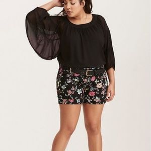 Torrid Belted Sateen Floral Shorts